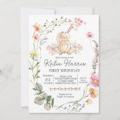 Bunny Birthday Invitation, een of ander konijn is  Kaart (Voorkant)