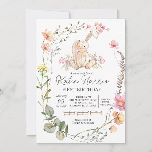 Bunny Birthday Invitation, een of ander konijn is Kaart (Voorkant)
