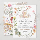 Bunny Birthday Invitation, een of ander konijn is Kaart (Voorkant / Achterkant)