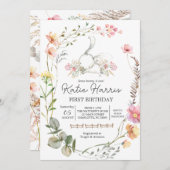 Bunny Birthday Invitation, een of ander konijn is  Kaart (Voorkant / Achterkant)