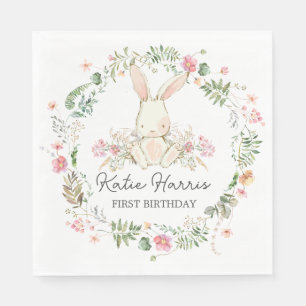 Bunny Birthday Invitation, een of ander konijn is  Servet