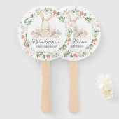 Bunny Birthday Invitation, een of andere bunny fan Handwaaier (Voorkant en achterkant)