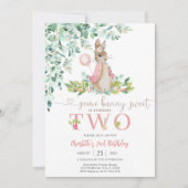 Bunny Birthday Invitation Girl Kaart (Voorkant)