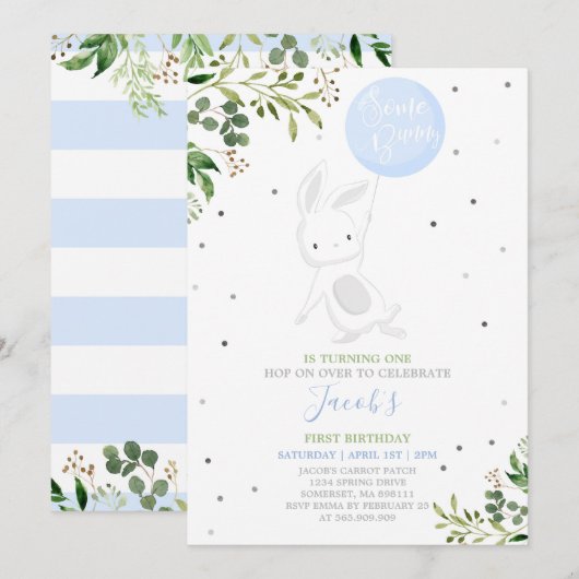 Bunny Birthday nodigt Bunny Birthday uit Kaart (Voorkant / Achterkant)