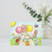 Bunny Birthday Party Briefkaart (Staand voorkant)