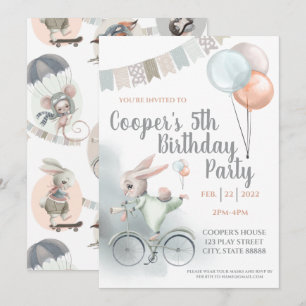 Bunny Birthday Party Invitation Kaart