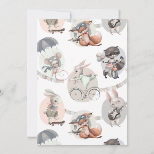 Bunny Birthday Party Invitation Kaart (Achterkant)