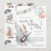Bunny Birthday Party Invitation Kaart (Voorkant / Achterkant)