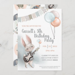 Bunny Birthday Party Invitation Kaart