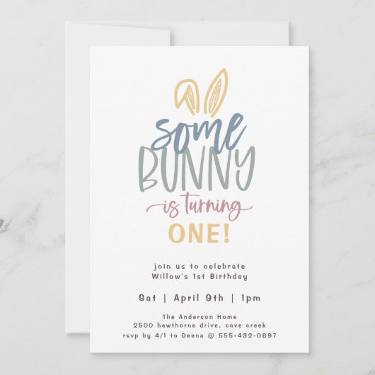 Bunny Birthday Party Kaart (Voorkant)