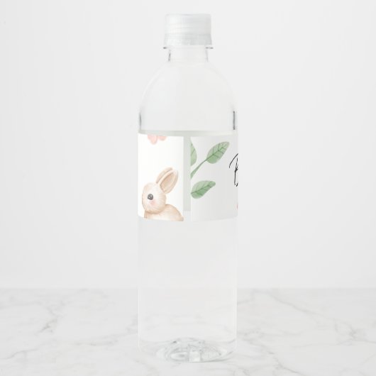 Bunny Birthday Party Water Bottle Label Waterfles Etiket (Achterkant)