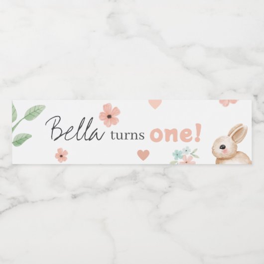 Bunny Birthday Party Water Bottle Label Waterfles Etiket (Enkel label)