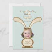 Bunny Birthday Photo Invitation Kaart (Voorkant)