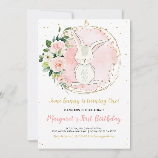 Bunny Birthday Uitnodiging (Voorkant)