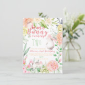 Bunny Birthday Uitnodiging (Staand voorkant)