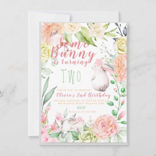 Bunny Birthday Uitnodiging (Voorkant)