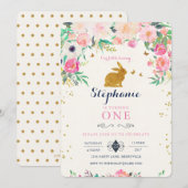 Bunny Birthday Uitnodiging (Voorkant / Achterkant)