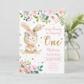 Bunny Birthday Uitnodiging (Staand voorkant)