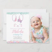 Bunny Birthday Uitnodiging, Elke leeftijd, 1e verj Kaart (Voorkant)