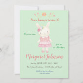 Bunny Birthday Uitnodiging pasteel Girls Rabbit (Voorkant)