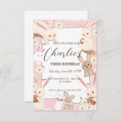 Bunny Birthday-uitnodiging voor kinderen Kaart (Voorkant / Achterkant)