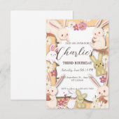 Bunny Birthday-uitnodiging voor kinderen Kaart (Voorkant / Achterkant)