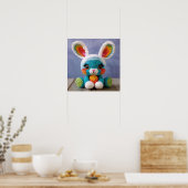 Bunny Bliss Crochet: Kleurrijk Konijn in Zoete tin Poster (Keuken)