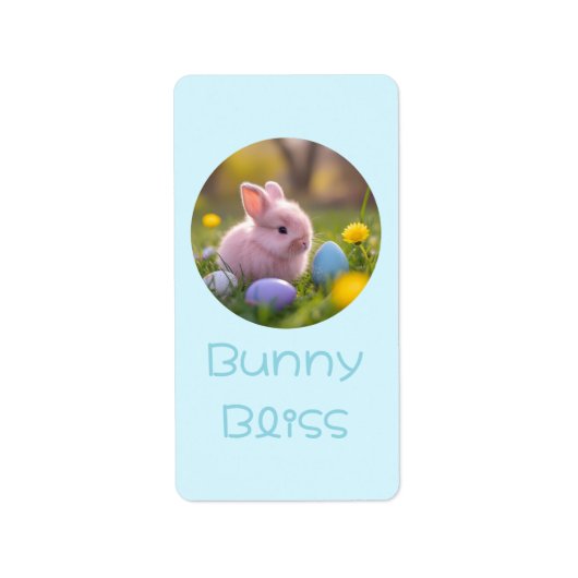 Bunny Bliss - Fluffy Pink Bunny Pasen Etiket (Voorkant)