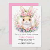 Bunny Bliss Meisje Baby shower Kaart (Voorkant / Achterkant)