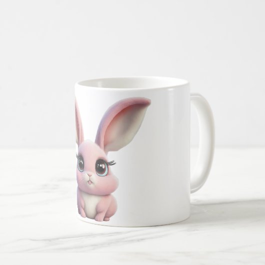 Bunny Bliss: Schattige Roze Konijn Mok (Voorkant rechts)