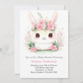 Bunny Bliss: Whimsical Baby Girl's Shower Kaart (Voorkant)