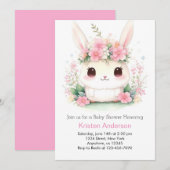 Bunny Bliss: Whimsical Baby Girl's Shower Kaart (Voorkant / Achterkant)