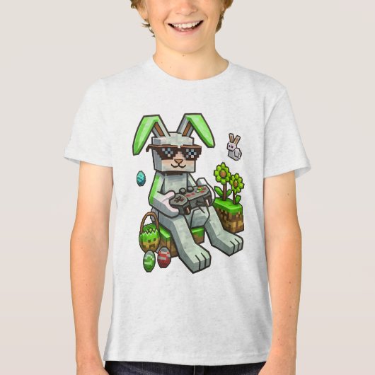 Bunny Block Gamer Tri-Blend Shirt (Voorkant)