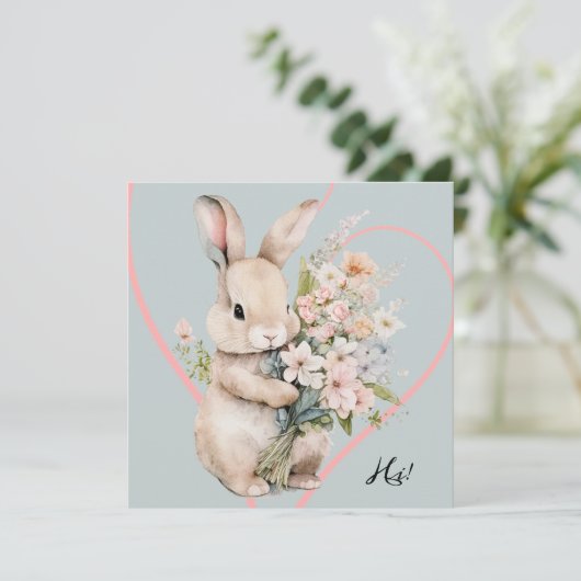 Bunny & Bloemen Kaart (Staand voorkant)