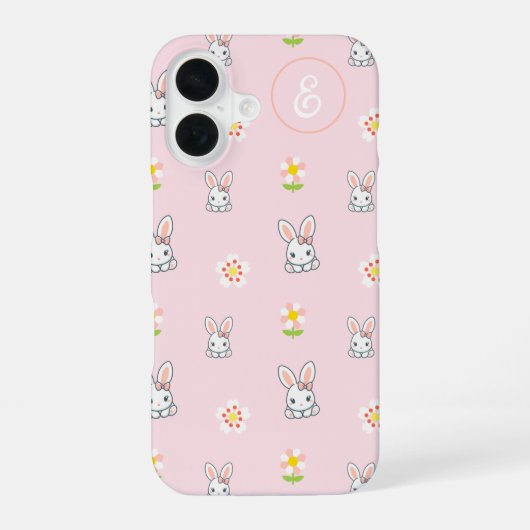 Bunny Bloom Delight iPhone 16 Hoesje (Achterkant)