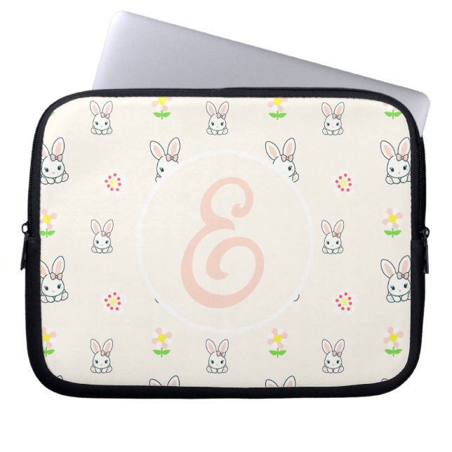 Bunny Bloom Delight Laptop Sleeve (Voorkant)
