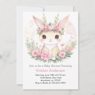 Bunny Blossom Bash Bunny Girl Baby shower Kaart