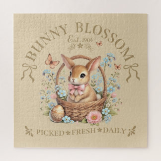 Bunny Blossom Easter Rabbit in Floral Basket Legpuzzel