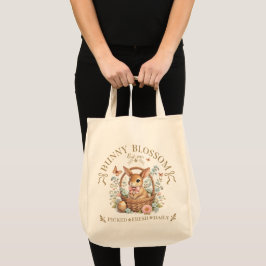Bunny Blossom Easter Rabbit in Floral Basket Tote Bag
