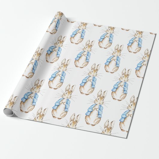 Bunny Blue Baby shower Cadeaupapier (Uitgerold)