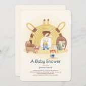 Bunny Blue Baby shower Invitation Kaart (Voorkant / Achterkant)