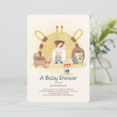 Bunny Blue Baby shower Invitation Kaart (Staand voorkant)