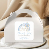 Bunny Blue Beige Balloon Baby shower Bedankt Vierkante Sticker