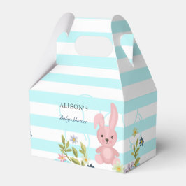 Bunny Blue blauwgroen strepen Floral Boy Baby show Bedankdoosjes