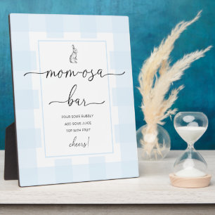 Bunny Blue Gingham Baby shower Mam-osa Bar Sign Fotoplaat