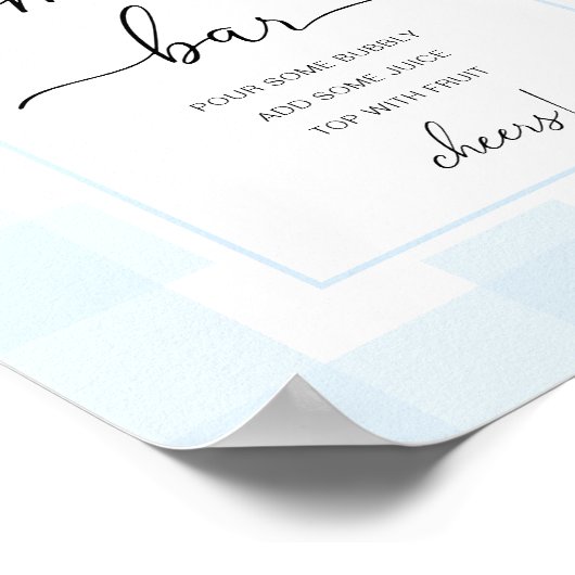 Bunny Blue Gingham Baby shower Mam-osa Bar Sign Poster (Hoek)