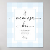 Bunny Blue Gingham Baby shower Mam-osa Bar Sign Poster (Voorkant)