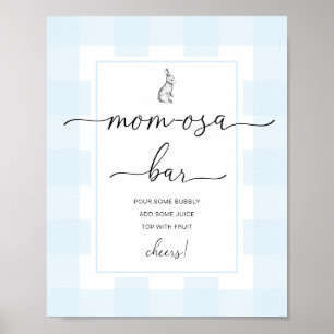 Bunny Blue Gingham Baby shower Mam-osa Bar Sign Poster