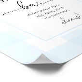 Bunny Blue Gingham Baby Shower Moeder-osa Bar Uith Poster (Hoek)