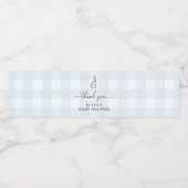 Bunny Blue Gingham Favor Water Fles Waterfles Etiket (Enkel label)